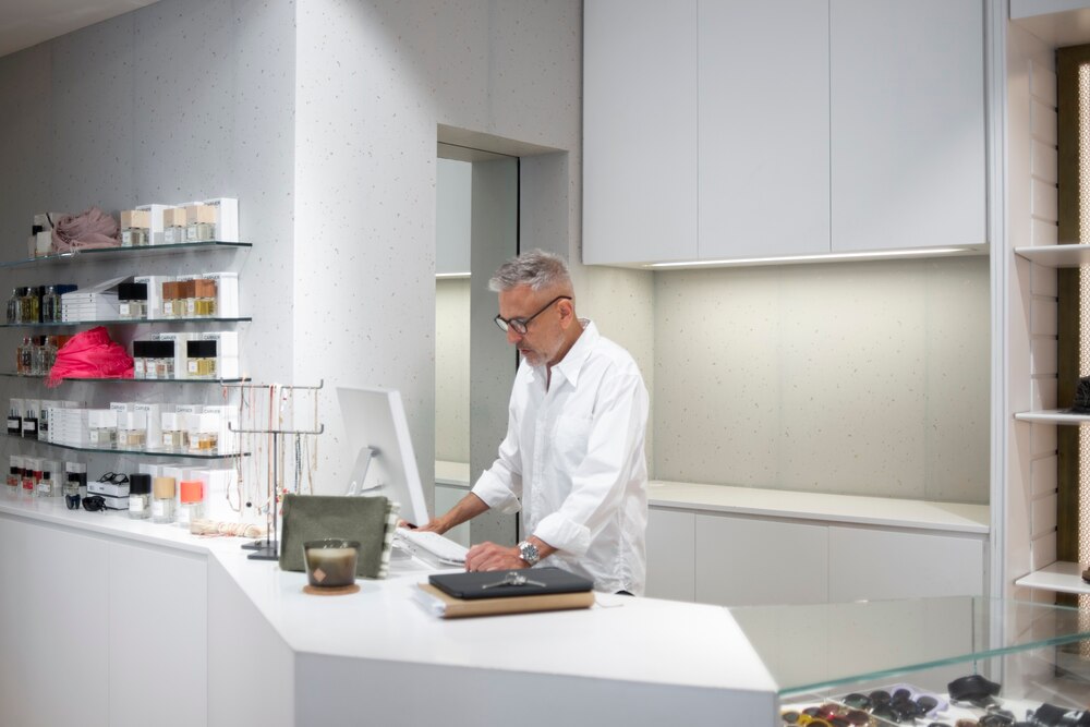 Manager preparing the store for reopening
